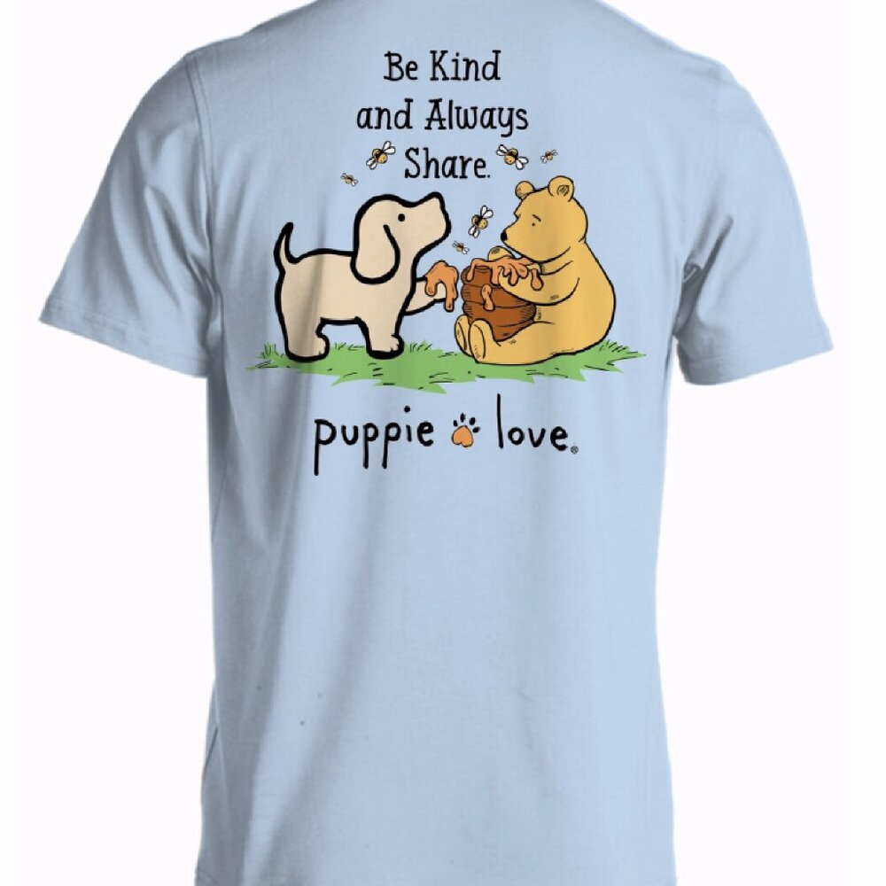 Puppie Love Dog Youth Be Kind and Always Share Winnie Short Sleeve T-Shirt NEW